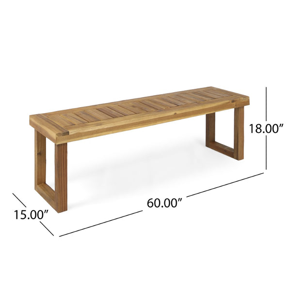 English Elm Nestor Solid Acacia Outdoor Bench Set of Two Slatted Natural Wood Patio Seating 63892.00