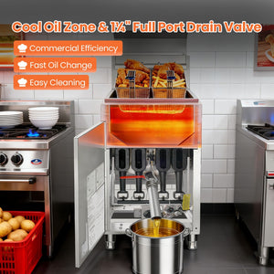 English Elm 120,000 Btu Quad Burner Commercial Gas Fryer Stainless Steel High Volume Lp W3629P365492