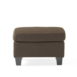 English Elm Upholstered Compact Ottoman with Birch Legs Padded Footrest for Living Room Decor Chocolate N757P377351O