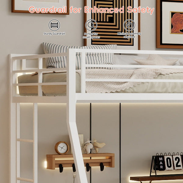 English Elm High Stability Square Tube Bunk Bed With Trundle & Ladder - Stylish Space-Saving Design For Homes W1935P360872