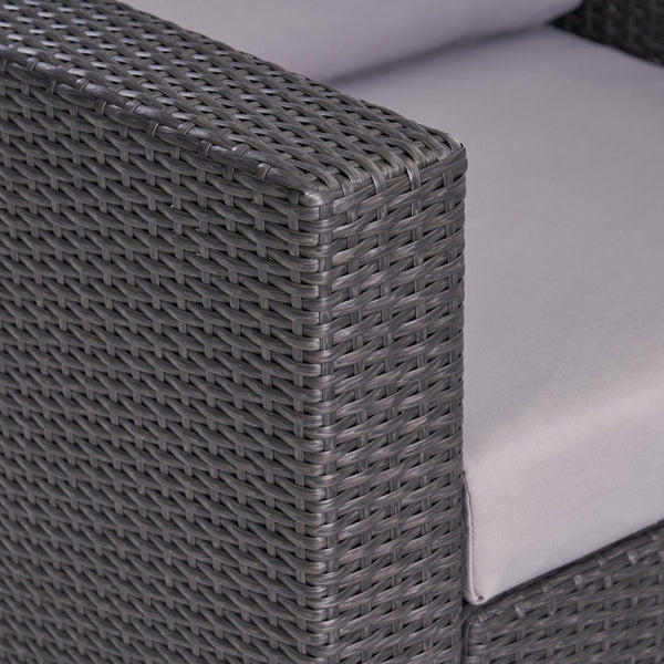 English Elm Christopher Knight Home® - SANTA SANTA ROSA CLUB CHAIR KD — Weatherproof Faux Rattan, Aluminum Frame, Water‑Resistant Cushion Comfort Grey+Silver 57470.00ALUGRY