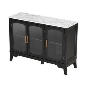 English Elm Christopher Knight Home® - Storage Cabinet - Stylish 3-Door Organizer For Entryway & Dining Room | Black & White Finish, Large Space N780P330602B
