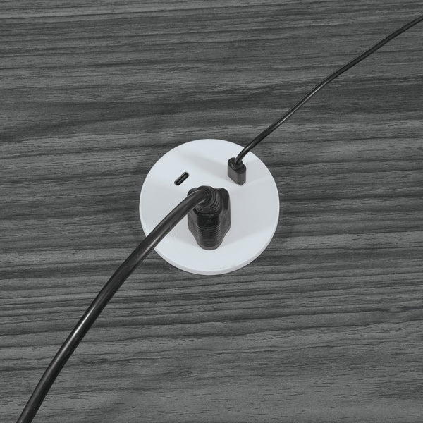 OSP Home Furnishings Grommer 65w Usb-c Grommet Charger for Desks with Tool-free Plug-and-play Setup White PM7102W