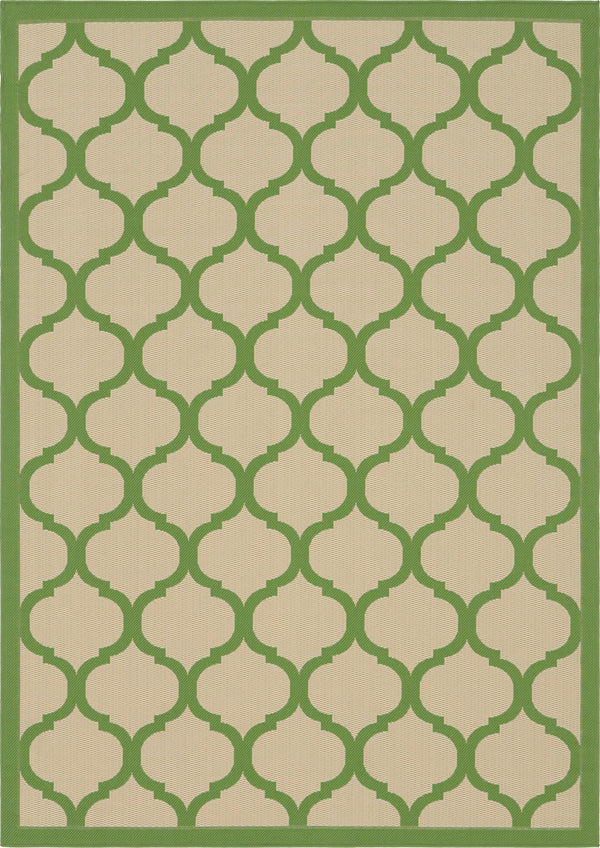 Unique Loom Outdoor Trellis Moroccan Machine Made Geometric Rug Beige and Green, Green 7' 1" x 10' 0"