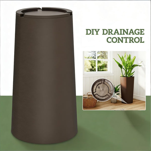 English Elm Tall Stackable Polypropylene Outdoor Planters Set of 2 Tapered Patio Flower Pots T3971P455020