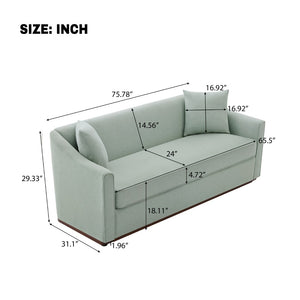 English Elm Modern Chenille Three Seater Sofa with Rubberwood Base and Wrap Around Arms for Living Room Blue N763S000110C