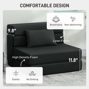 English Elm Folding Sleeper Chair Linen Upholstered High Density Foam Guest Room Floor Sofa Bed T3971P390263