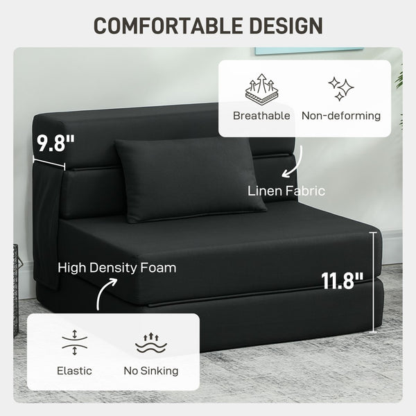 English Elm Folding Sleeper Chair Linen Upholstered High Density Foam Guest Room Floor Sofa Bed T3971P390263