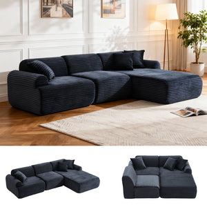 English Elm 105'' Modular Sectional with Woven Upholstery Washable Covers for Living Room W3565S00018