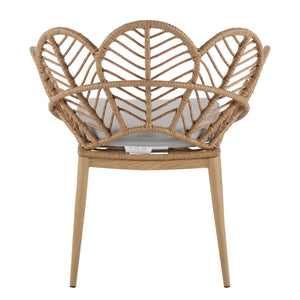 English Elm Christopher Knight Home® - Kirk Outdoor Wicker Peacock Papasan Chairs Set of 2 — Teak Legs, Light Brown PE Rattan, Beige Cushion, UV‑Resistant Comfort N775P271976B