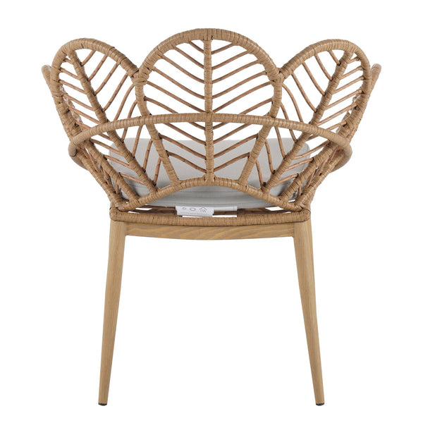 English Elm Christopher Knight Home® - Kirk Outdoor Wicker Peacock Papasan Chairs Set of 2 — Teak Legs, Light Brown PE Rattan, Beige Cushion, UV‑Resistant Comfort N775P271976B
