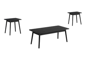 English Elm Table Set Three Piece Black Laminate with Solid Wood Legs Mid Century Living Room B2710P461894