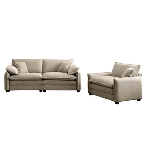 English Elm Modern Two-Piece Living Room Sofa Set In Soft Tan Corduroy - Perfect For Small Spaces & Style! W714S00709