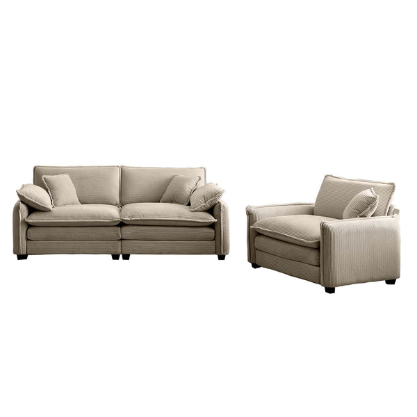 English Elm Modern Two-Piece Living Room Sofa Set In Soft Tan Corduroy - Perfect For Small Spaces & Style! W714S00709