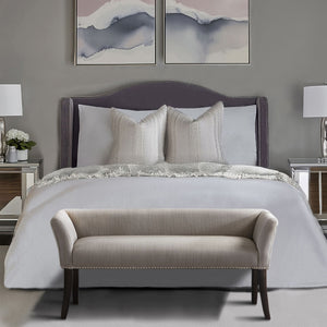 JLA Home Madison Park - 49.5" Welburn Upholstered Bench with Low Back, Nailhead Trim & Wood Legs — Compact Elegant Accent Seat MP105-0471