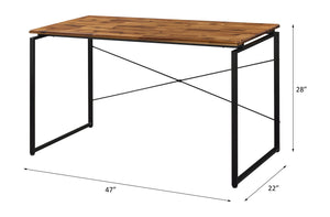 English Elm Jurgen Industrial Oak Writing Desk with Black Metal Frame, Solid Wood Top, Mobile File Cabinet B2726P315742