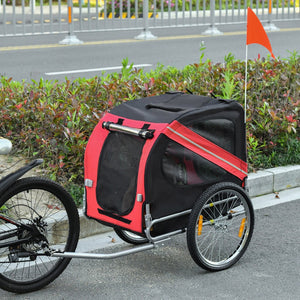 English Elm Aosom Pet Bike Trailer Steel Frame Oxford Fabric Dog Carrier with Mesh Ventilation W2225P229758