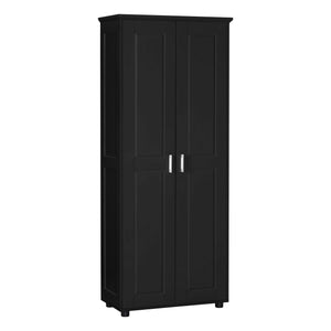 English Elm Storage Compact Two-Door Cabinet with Adjustable Shelf, Anti-Tip Safety, MDF Durability for Home Organizing Black WF323346AAB