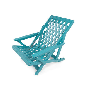English Elm Pinecrest Outdoor Folding Lounge Chair Recycled Hdpe Reclining Patio Seat with Cushion Teal B2745P409693