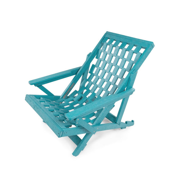 English Elm Pinecrest Outdoor Folding Lounge Chair Recycled Hdpe Reclining Patio Seat with Cushion Teal B2745P409693