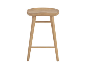 Sunpan Dominic Counter Stool - Solid Oak Craftsmanship with Sculpted Seat for Elegant Modern Spaces Light Oak