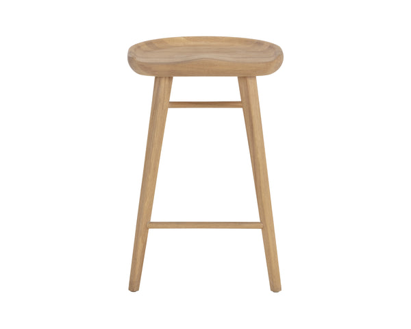 Sunpan Dominic Counter Stool - Solid Oak Craftsmanship with Sculpted Seat for Elegant Modern Spaces Light Oak