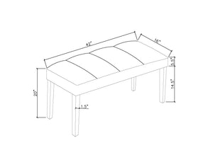 English Elm 1pc Contemporary Dining Bench with Plush Padded Seat, Wood Frame & Straight Legs for Stylish Seating Black,Brown,Mocha 48 L x 18.5 W x 7.5 H B011P375931