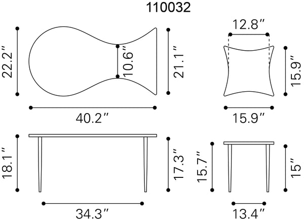 Norden Coffee Table Set (2-Piece) Black & Bronze 110032 Zuo Modern