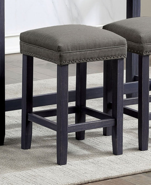 English Elm 3pc Dining Table Set with 48" Counter, 2 Padded Upholstered Stools, Nailhead Trim, USB Port B2741P384390