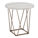 English Elm Steve Silver - Rowyn - 3 Piece Table Set, Faux Marble Paper Top - White