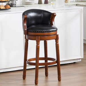 English Elm Cow Leather Swivel Barstool Solid Hardwood Frame 360 Spin Kitchen Counter Seating W2195P399438