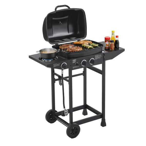 English Elm 2 Burner Propane Grill with Side Stainless Steel 24000 Btu Outdoor Patio W1820P341739