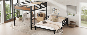 English Elm Twin Xl Solid Pine Loft Bed with Built-in Led Lighting and Storage Shelves Walnut W1580S00504