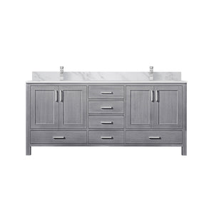 English Elm Distressed Grey 72" Double Bath Vanity with Carrara Marble Top, Soft-Close Storage & Chrome Faucet B2731P259108
