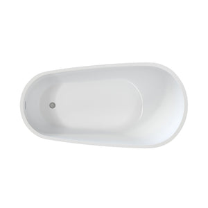 English Elm 55" Acrylic Freestanding Soaking Tub Glossy White Spa Style Deep Basin Bath W1920P386218