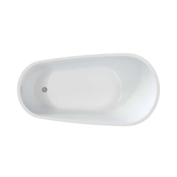 English Elm 55" Acrylic Freestanding Soaking Tub Glossy White Spa Style Deep Basin Bath W1920P386218