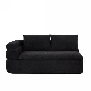 English Elm 106" L-shaped Sectional Sofa Modular Chaise Lounge Neutral Fabric Living Room Black N771P396321H_N771P396322H