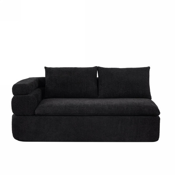 English Elm 106" L-shaped Sectional Sofa Modular Chaise Lounge Neutral Fabric Living Room Black N771P396321H_N771P396322H