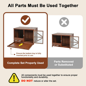 English Elm 33" Pine Wood Pet Crate End Table with Walnut Finish Swivel Feeder and Foldable Frame N843P322021W