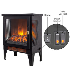 English Elm 18 Inch Freestanding Electric Fireplace Stove with 3d Led Flame and Matte Black Finish W1769P345279