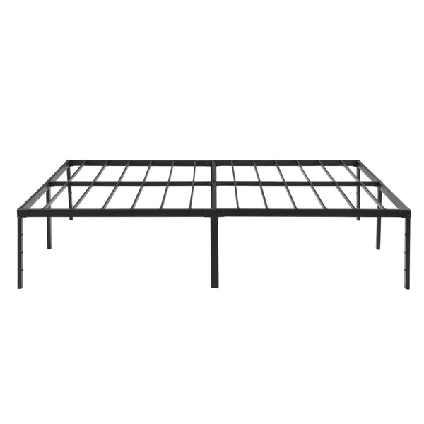English Elm Queen Platform Bed Frame Heavy Duty Steel Slats Matte Black Modern Bedroom Base W311P359220