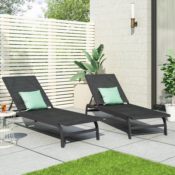 English Elm Christopher Knight Home® - FINN Chaise Lounge Set for Outdoor Patio – Aluminum Frame, Breathable Nylon Mesh, Handcrafted Comfort DARK GREY 71041.00