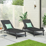 Christopher Knight Home® - Noble House - Finn Outdoor Aluminum And Outdoor Mesh Chaise Lounge, Dark Gray - Set Of 2