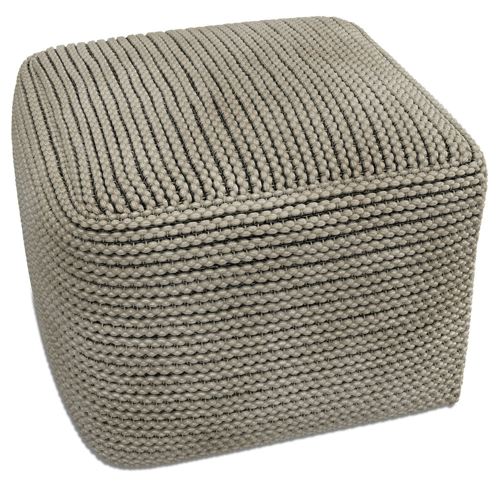 English Elm Eastmont Cream Outdoor/Indoor Pouf - 100% Recycled PET, Water & UV Resistant, Supportive Seat (18") B136P252630