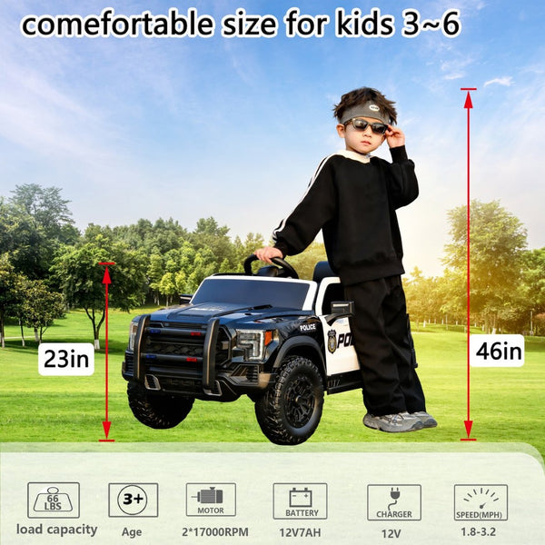 English Elm Kids 12v Police Patrol Ride on Car with Dual Motors Remote Control and Shock Absorption W1760P426785