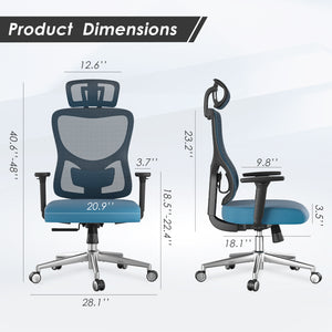 English Elm Ergonomic Office Chair With Adjustable Support, Mesh Back, 3D Armrests & Comfort For Home Or Office T3623P380839