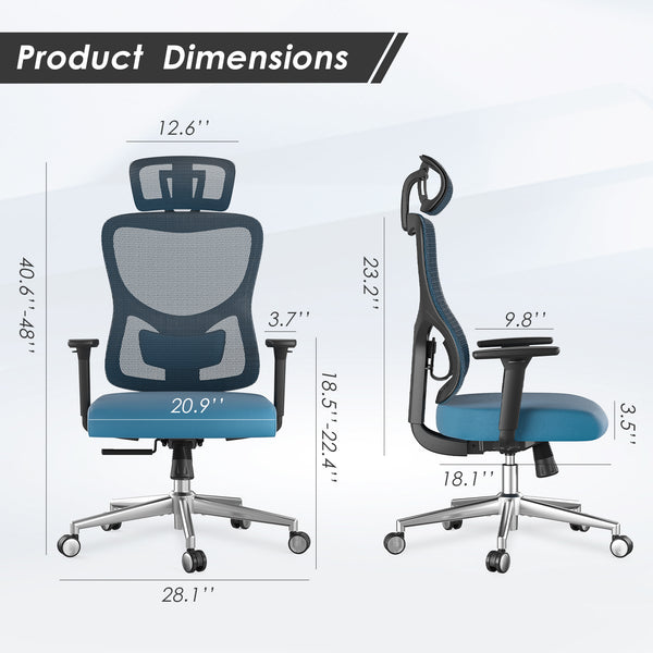 English Elm Ergonomic Office Chair With Adjustable Support, Mesh Back, 3D Armrests & Comfort For Home Or Office T3623P380839