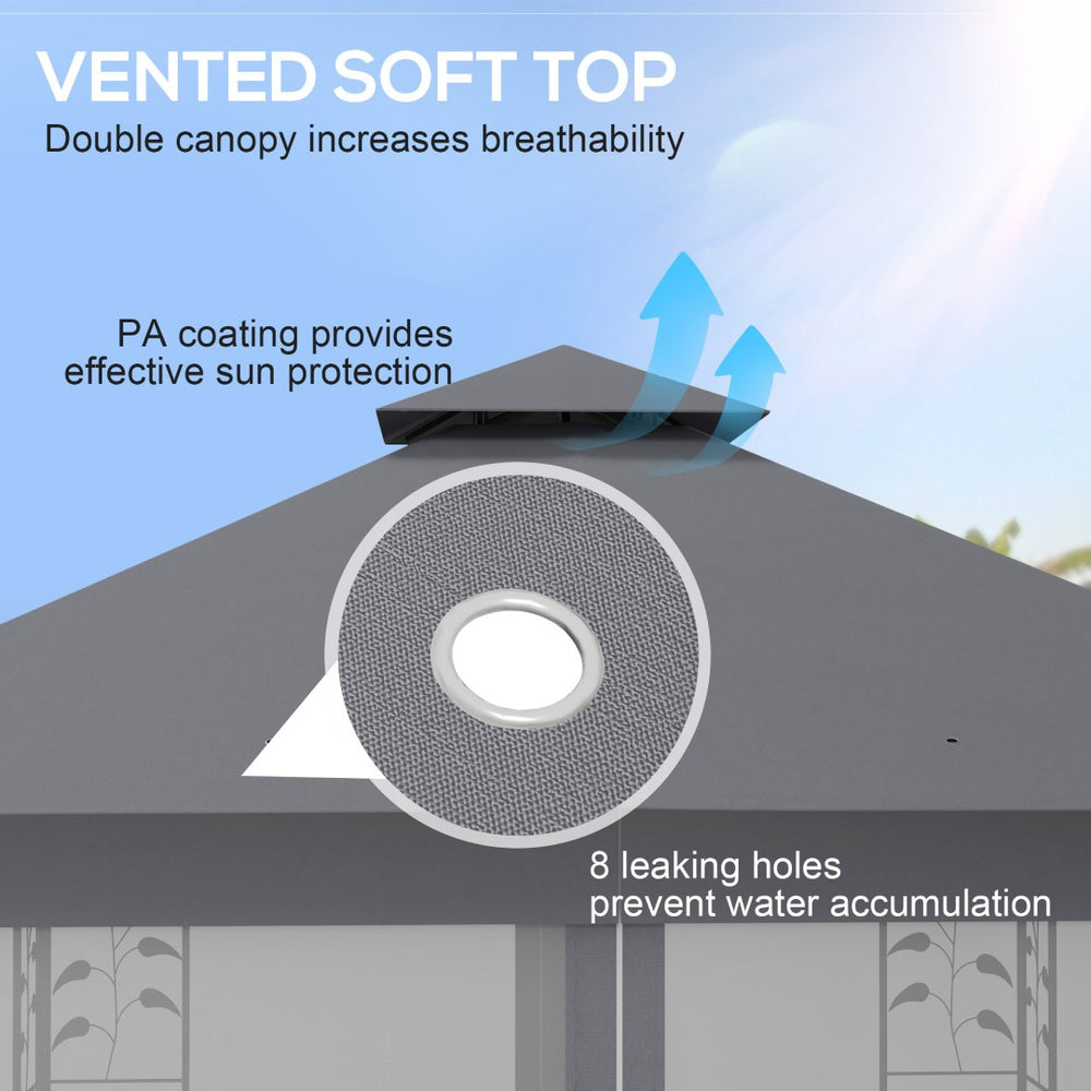 English Elm Outsunny 10' X 11.5' Double Roof Metal Patio Gazebo With Mesh Sides - Elegant Outdoor Canopy For Your Garden W2225P175524-GIGA