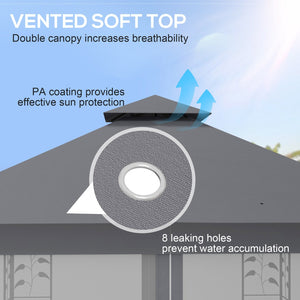 English Elm Outsunny 10' X 11.5' Double Roof Metal Patio Gazebo With Mesh Sides - Elegant Outdoor Canopy For Your Garden W2225P175524-GIGA