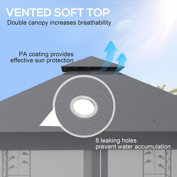 English Elm Outsunny 10' X 11.5' Double Roof Metal Patio Gazebo With Mesh Sides - Elegant Outdoor Canopy For Your Garden W2225P175524-GIGA